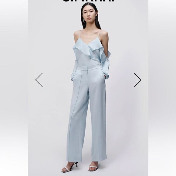 Jonathan Simkhai The Diane Satin Off Shoulder Top in Light Sky. XS NWT - Picture 8 of 12